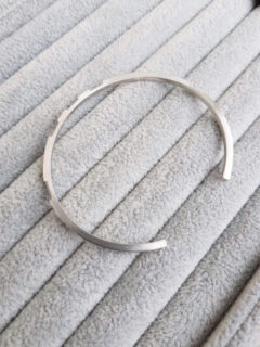 Faceted Silver Slim Open Bangle-1-Clifton-Rocks