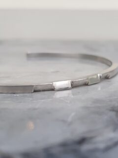 Faceted Silver Slim Open Bangle-5-Clifton-Rocks