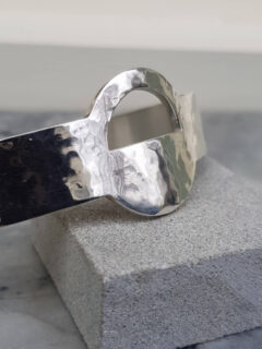 One Off Chunky Minimalist Geometric Silver Bangle-1-Clifton-Rocks