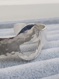 One Off Chunky Minimalist Geometric Silver Bangle-3-Clifton-Rocks