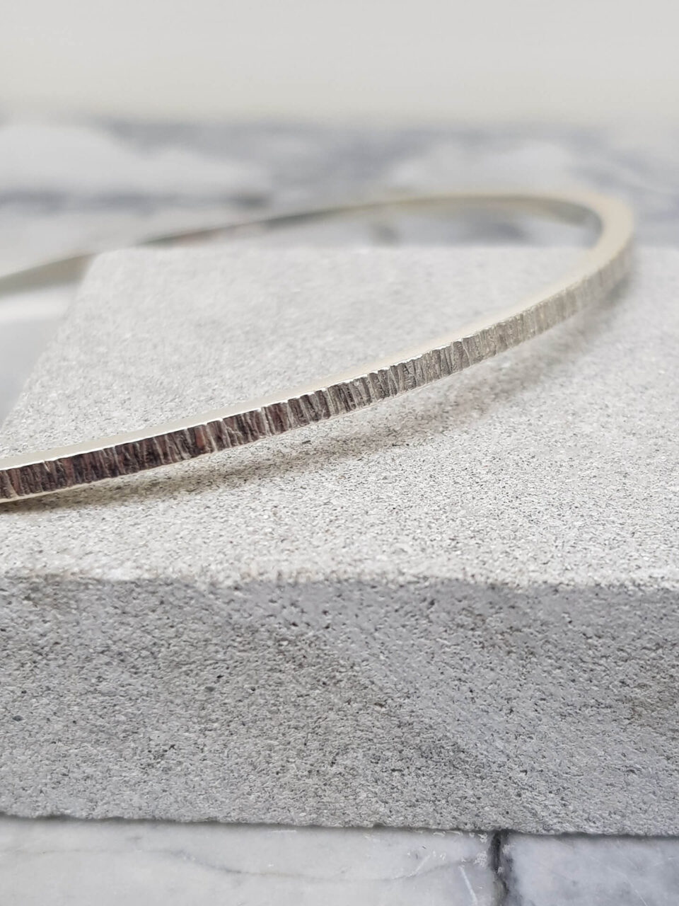 Simple Textured Silver Bangle-1-Clifton-Rocks