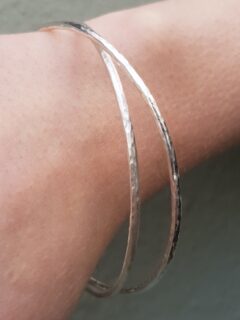 Textured-Double-Interlocking-Silver-Bangle-Clifton-Rocks