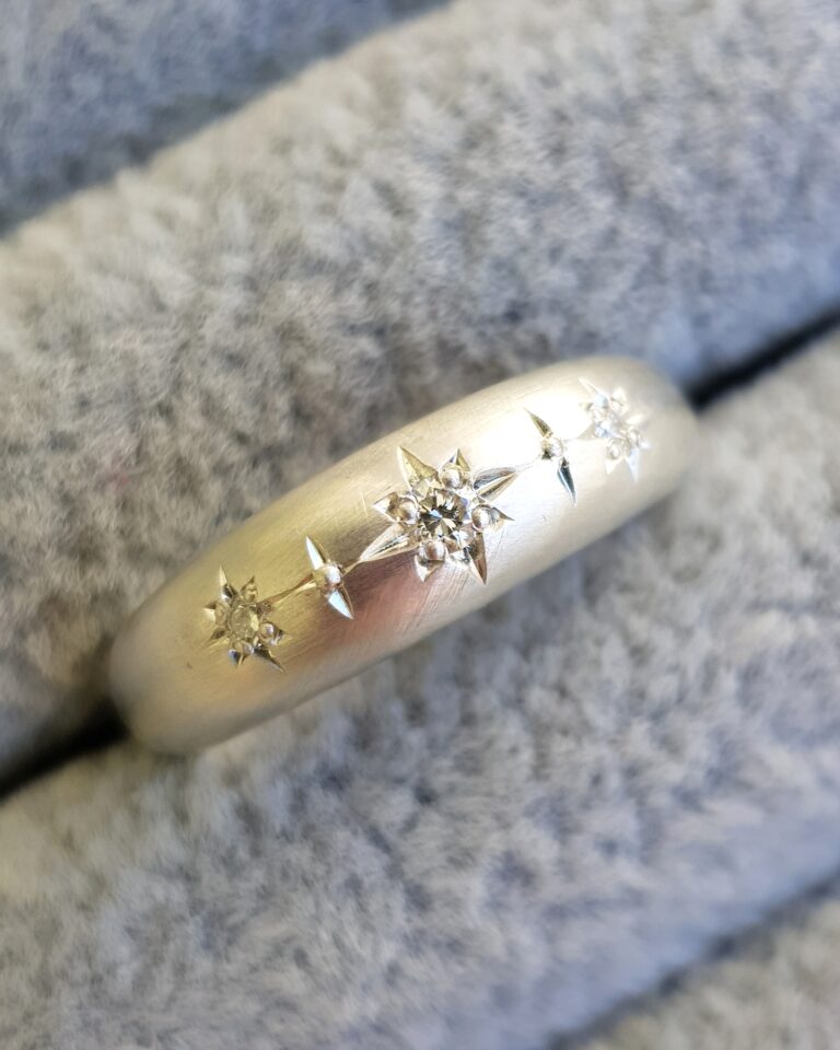 Chunky Diamond Silver Ring by Rhiannon Lewis