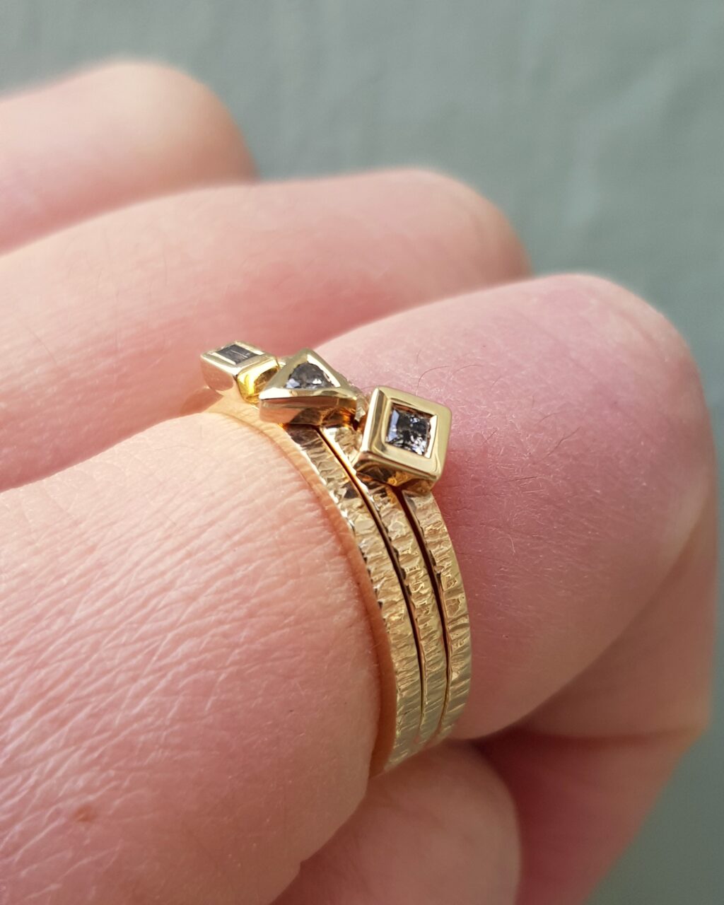 Clifton Rocks - Gold Trillion Diamond Stacking Ring - Katie Snow