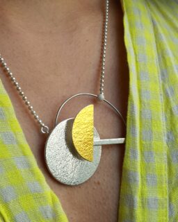Gold and Silver Multiverse Geometric Brooch/Necklace