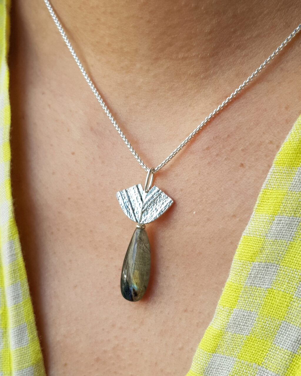  Silver Rounded Gable Pendant with Labradorite