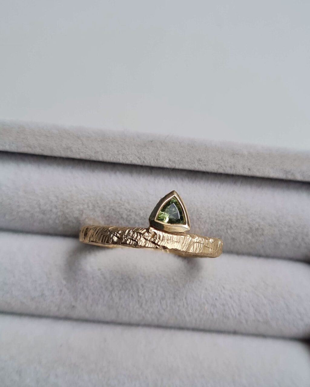 Textured-Engagement-Ring-Trillion-Green-Zircon-Clifton-Rocks-Chloe-Solomon