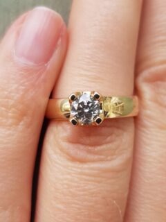Salt and Pepper Wide Band Engagement Ring