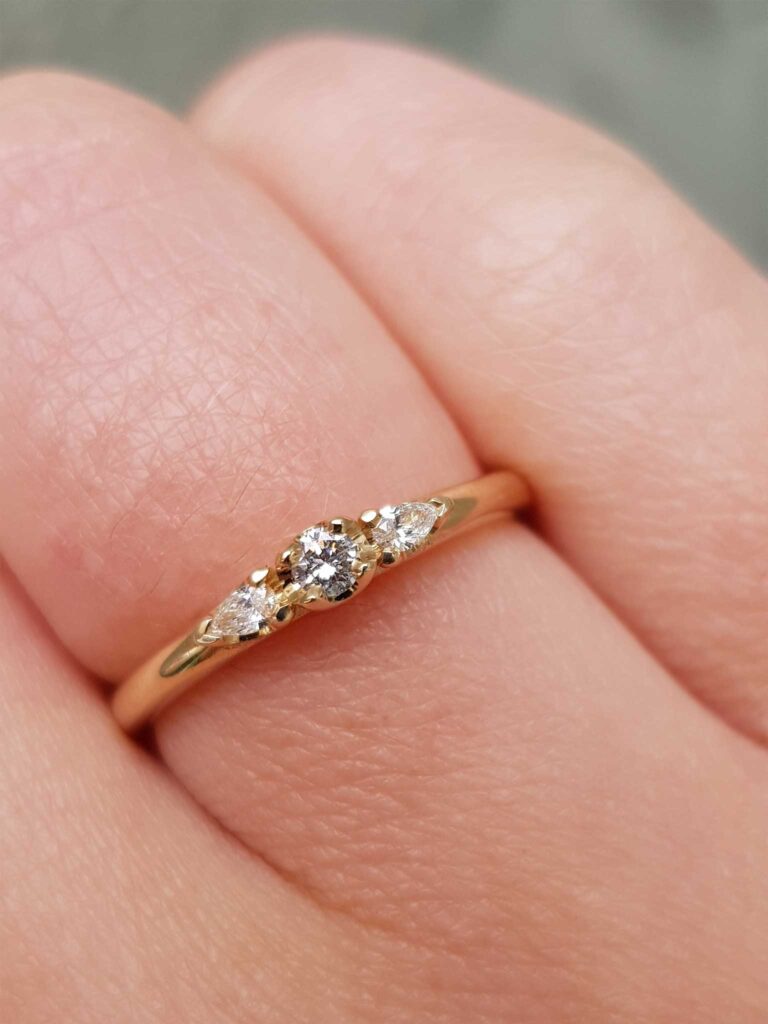Mini Gold Diamond Trilogy Engagement Ring