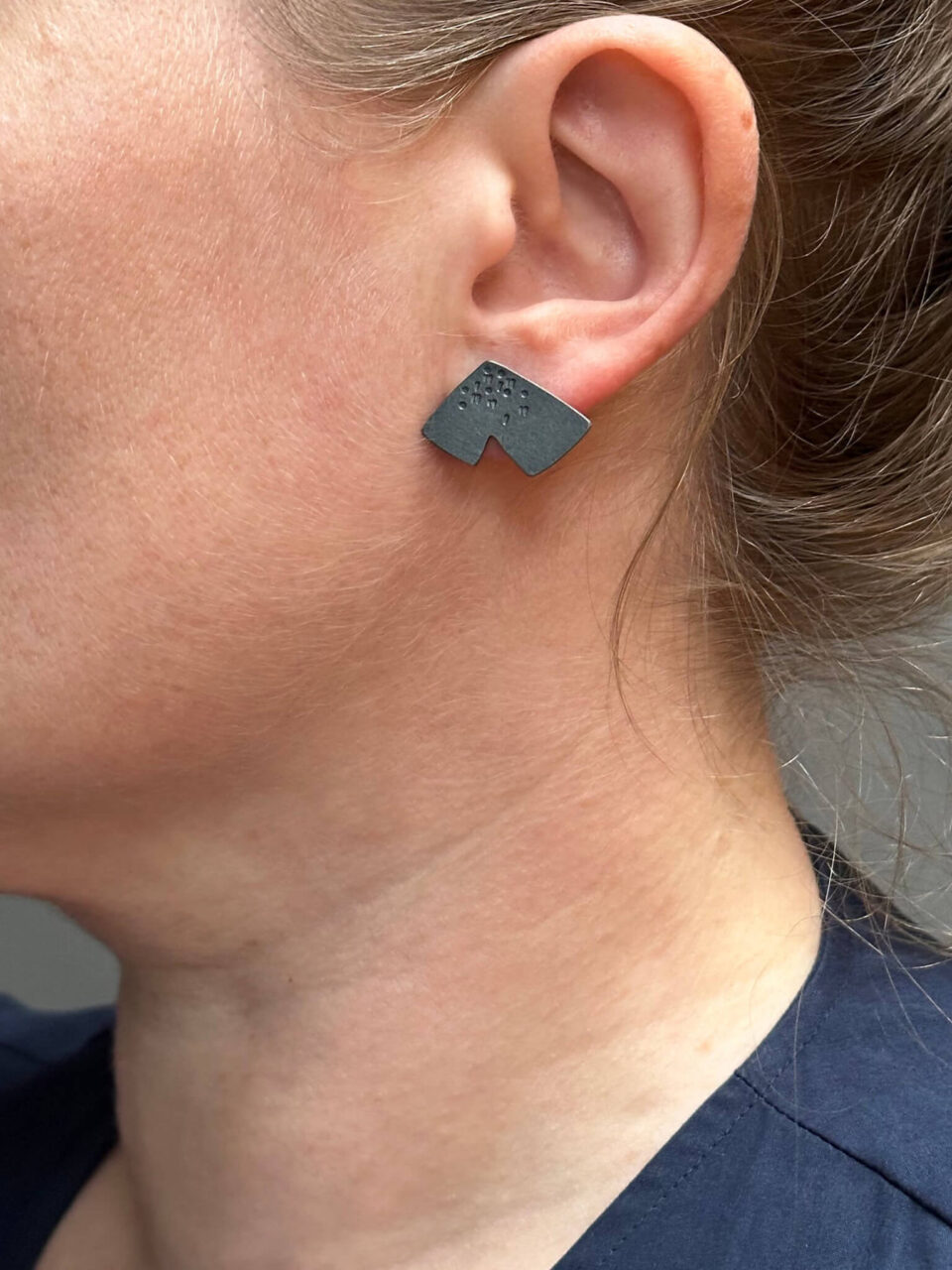 Oxidised Silver Textured Earrings