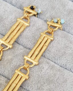 Gold Bamboo Bar Drop Earrings