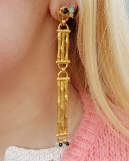 Gold Bamboo Bar Drop Earrings