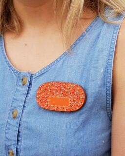 Oval Orange Brooch
