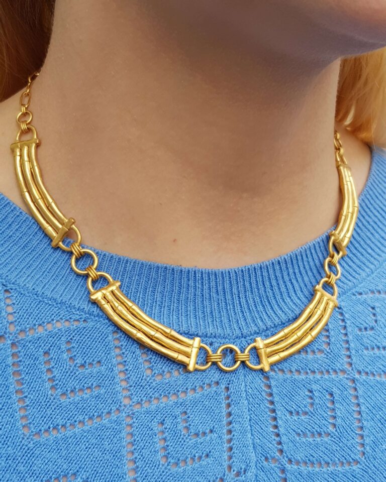 Gold Bamboo Bar Necklace