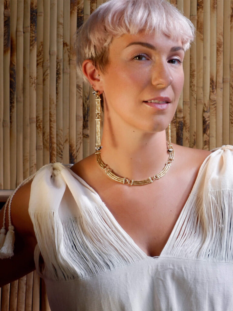 Gold Bamboo Bar Necklace