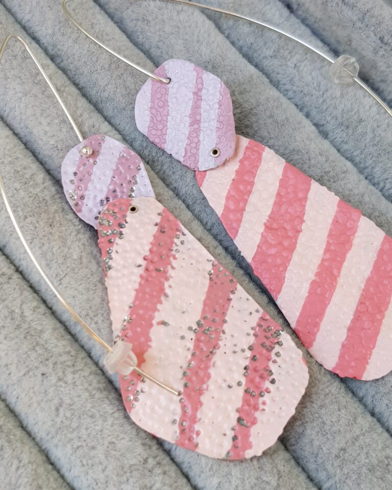 Sakura Pink Stripe Earrings - Sally Collins