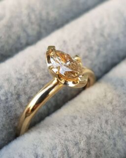 Marquise Champagne Diamond Solitaire Engagement Ring