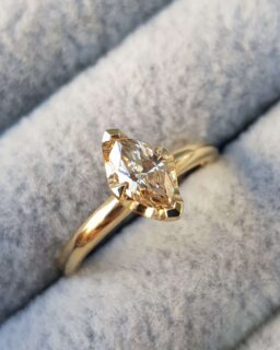 Marquise Champagne Diamond Solitaire Engagement Ring