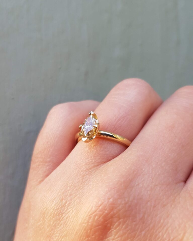 Marquise Champagne Diamond Solitaire Engagement Ring