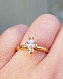 Marquise Champagne Diamond Solitaire Engagement Ring
