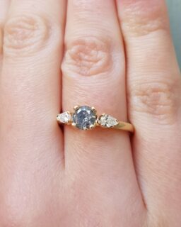 Salt and Pepper Diamond Trilogy Engagement Ring