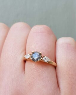 Salt and Pepper Diamond Trilogy Engagement Ring