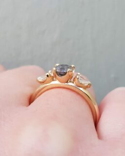 Salt and Pepper Diamond Trilogy Engagement Ring
