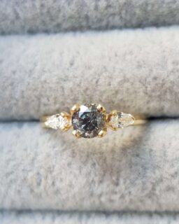 Salt and Pepper Diamond Trilogy Engagement Ring