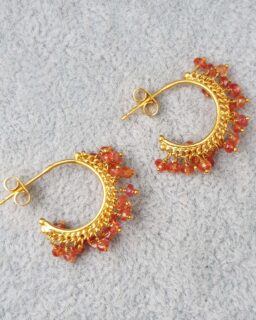 Orange Sapphire Beaded Hoop Earrings - Kate Wood