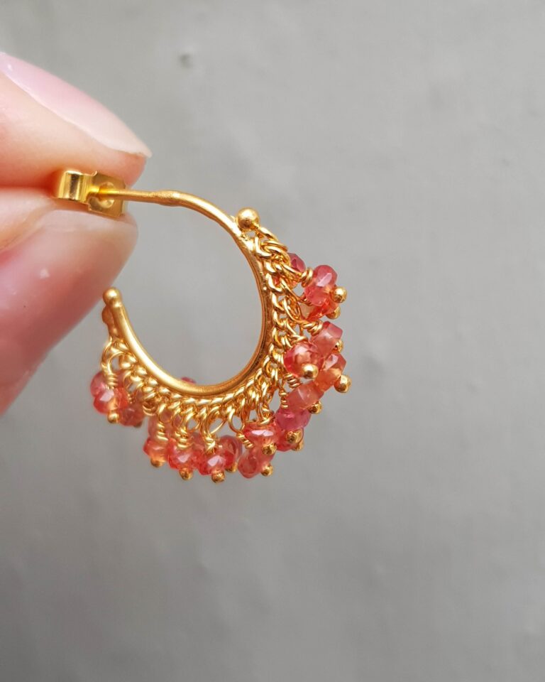 Orange Sapphire Beaded Hoop Earrings Kate Wood