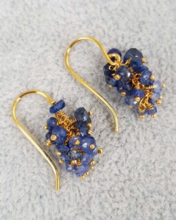 Blue Sapphire Grape Cluster Earrings Gold - Kate Wood