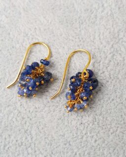 Blue Sapphire Grape Cluster Earrings Gold - Kate Wood