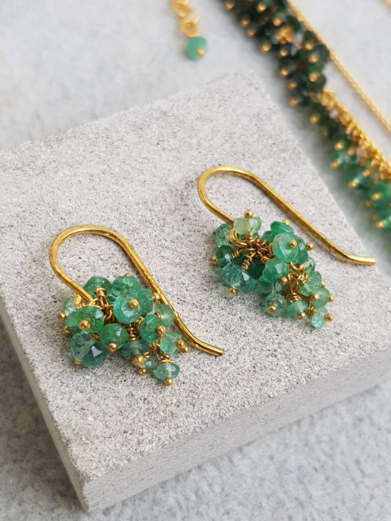 Emerald Grape Cluster Earrings Gold - Kate Wood