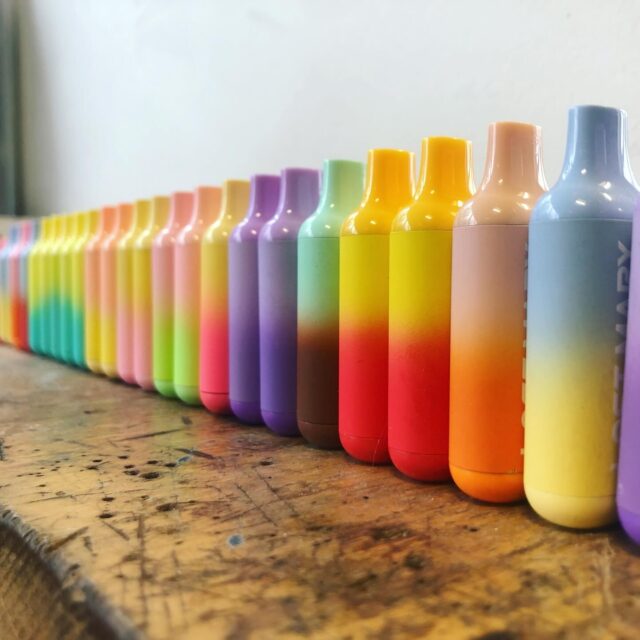 Row of vape bottles