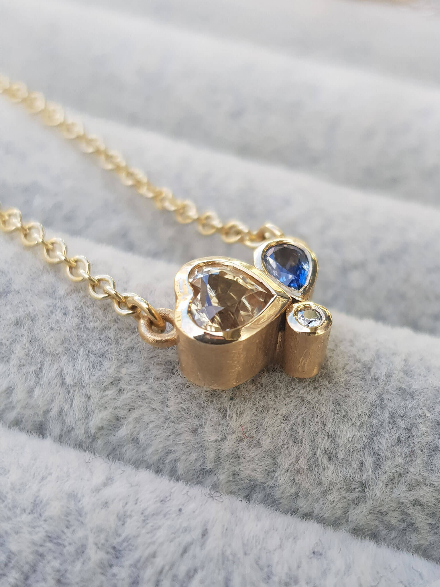 Ceylon Yellow Sapphire Heart Cluster Necklace - Clare Chandler Ceylon Yellow Sapphire Heart Cluster Necklace - Clare Chandler