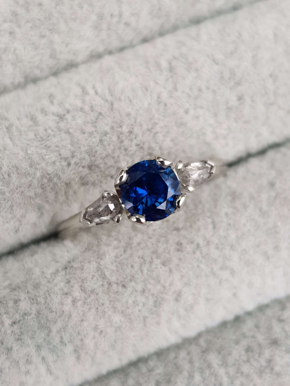 Blue Sapphire Platinum Trilogy Ring • Clifton Rocks