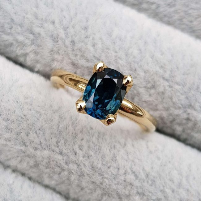 Blue Oval Sapphire Engagement Ring