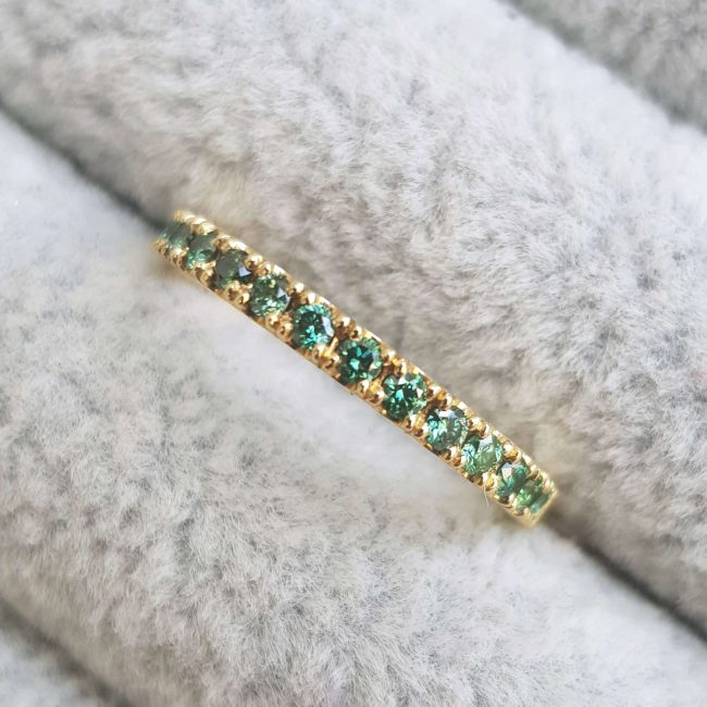 Green Diamond ring in gold by Samantha England