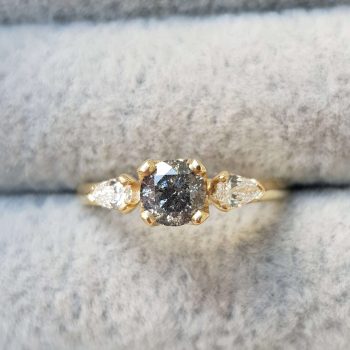 Salt and Pepper Diamond Trilogy Engagement Ring