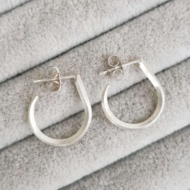 Silver Teardrop Edge Hoops - Rhiannon Lewis