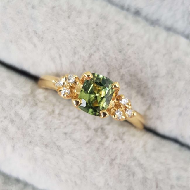 Cushion Cut Sapphire Cluster Ring - Clare Chandler