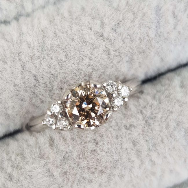 Brown Diamond Cluster Engagement Ring - Clare Chandler