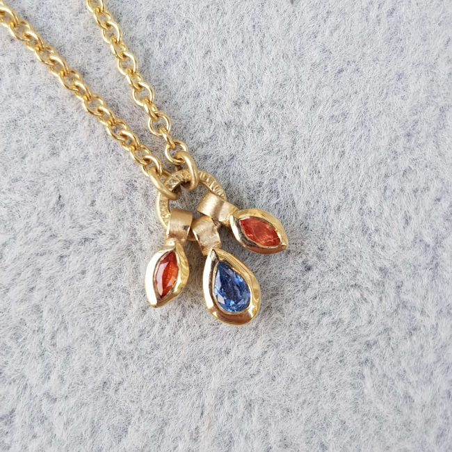 Sunburst Orange and Blue Sapphire Necklace - Clare Chandler