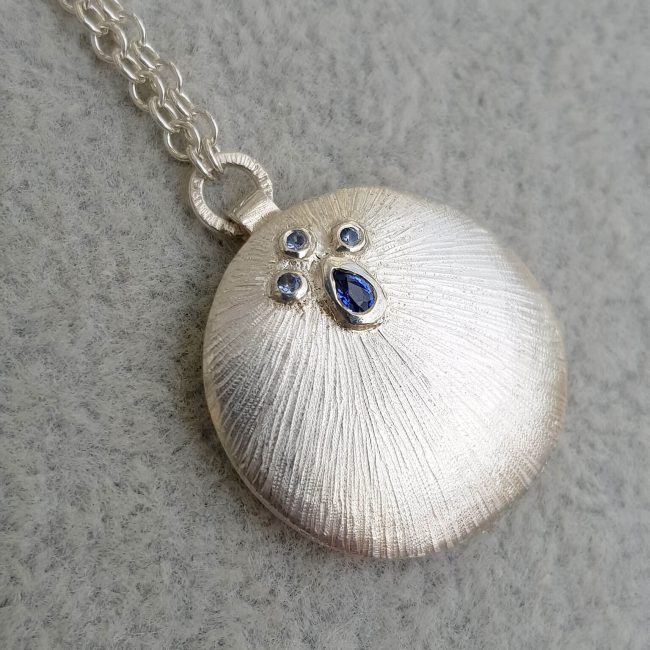 Sunburst Blue Sapphire Cluster Necklace