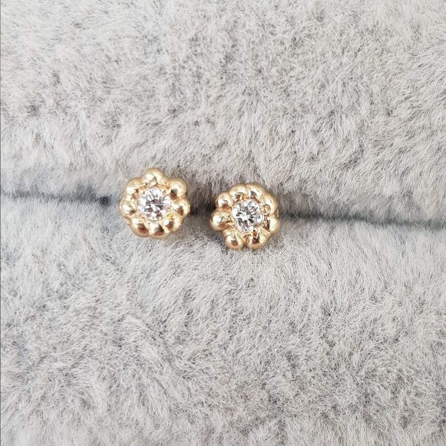 Gold Diamond Daisy Studs