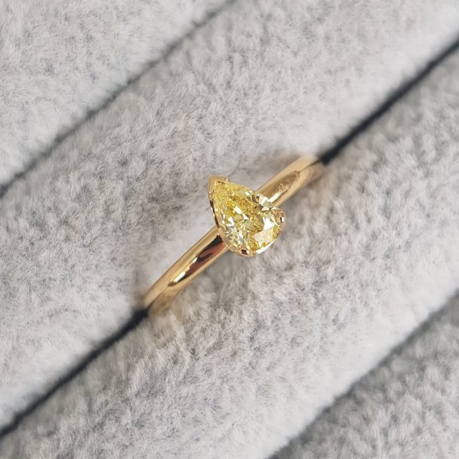 yellow pear diamond engagement ring