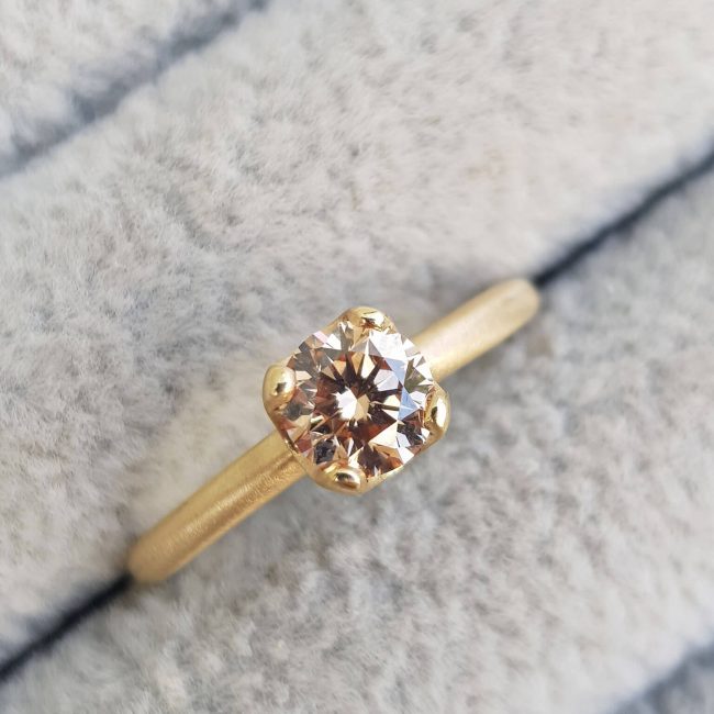 Brown Diamond Gold Solitaire Ring - Clare Chandler