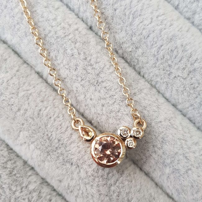 Ceylon Round Sapphire and Diamond Cluster Necklace - Clare Chandler - CCSN5