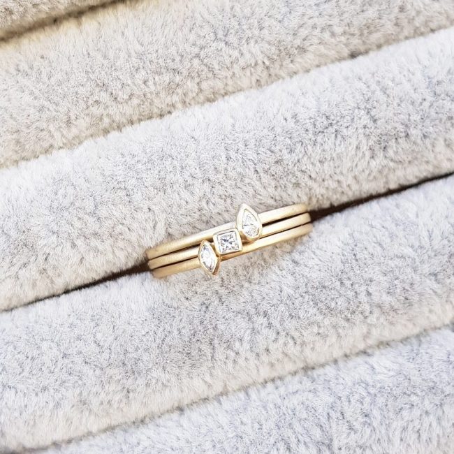 Gold Diamond Stacking Rings