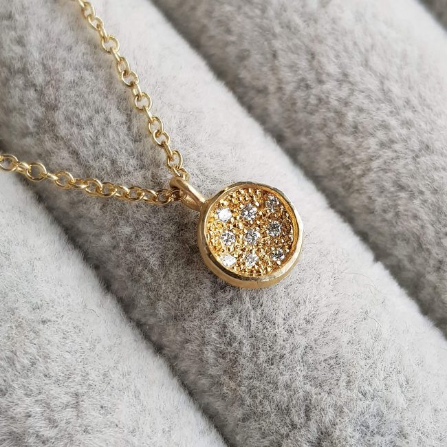 9ct yellow gold dome necklace with diamonds - Clare Chandler